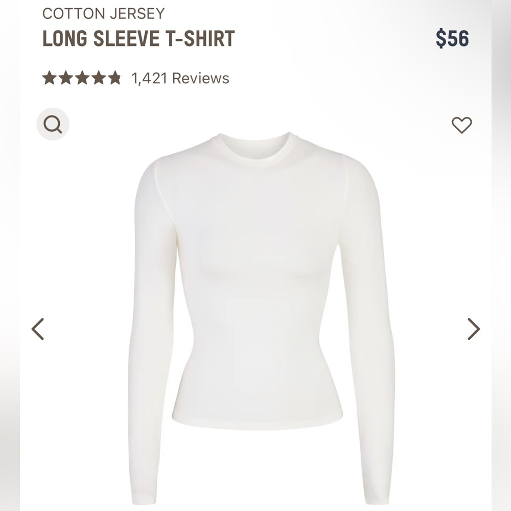 Skims White Long Sleeve Sz Small